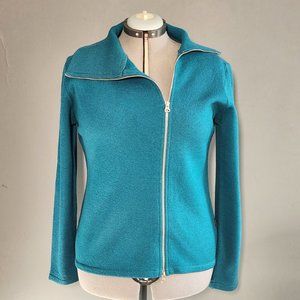 Kuhl Prague Merino Wool Sweater Asymmetrical Zip: Turquoise, Size: L